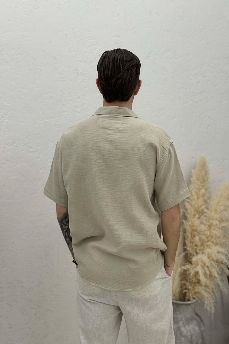 SHORT SLEEVE SIMPLE MEN SHIRT BEIGE/BEZHE - 4