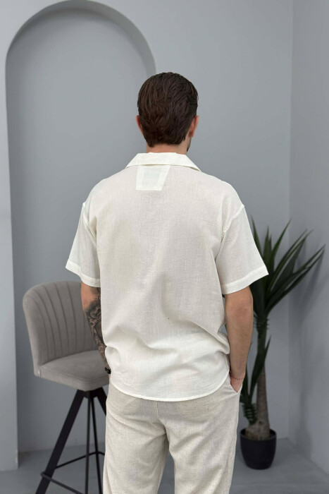 SHORT SLEEVE SIMPLE MEN SHIRT CREAM/KREM - 5