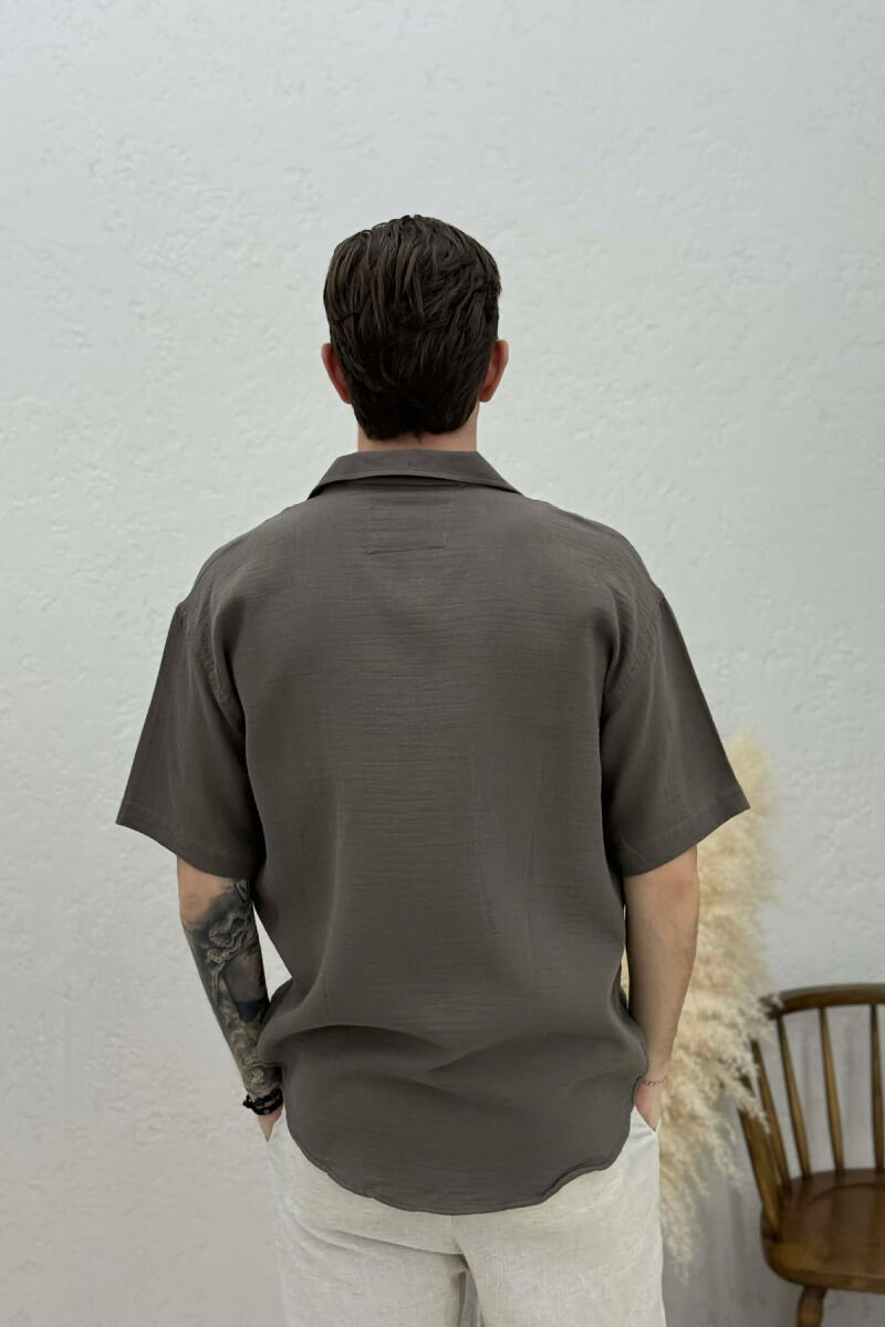 SHORT SLEEVE SIMPLE MEN SHIRT DARK GREY/GEE - 4