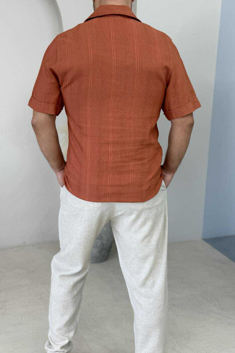 SHORT SLEEVES SIMPLE MEN SHIRT BRICK/TULLE - 2