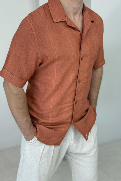 SHORT SLEEVES SIMPLE MEN SHIRT BRICK/TULLE - 3