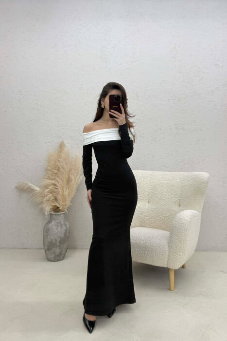 SHOULDER OFF LONG SLEEVES LONG WOMAN DRESS BLACK/ E ZEZE - 2