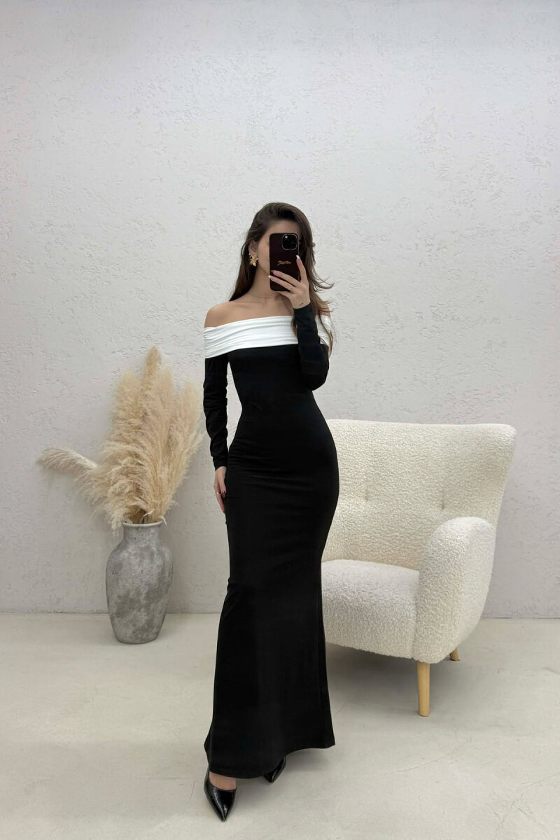 SHOULDER OFF LONG SLEEVES LONG WOMAN DRESS BLACK/ E ZEZE - 2