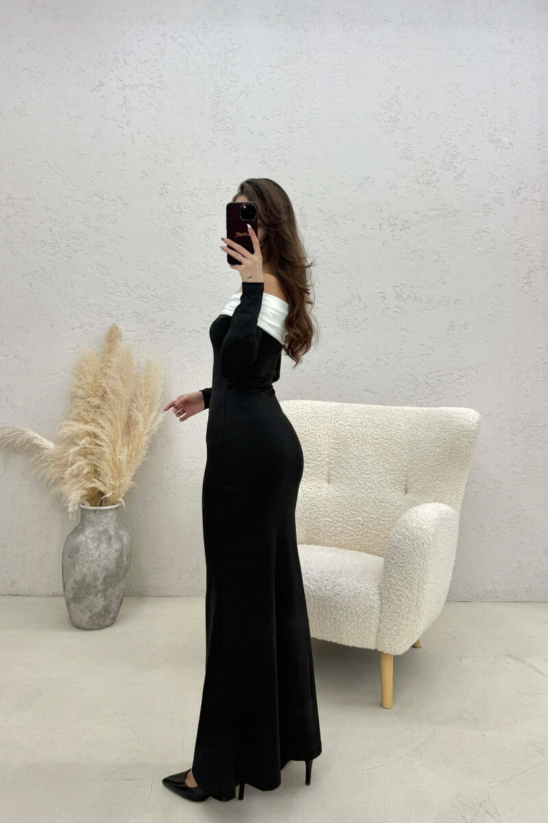 SHOULDER OFF LONG SLEEVES LONG WOMAN DRESS BLACK/ E ZEZE - 5