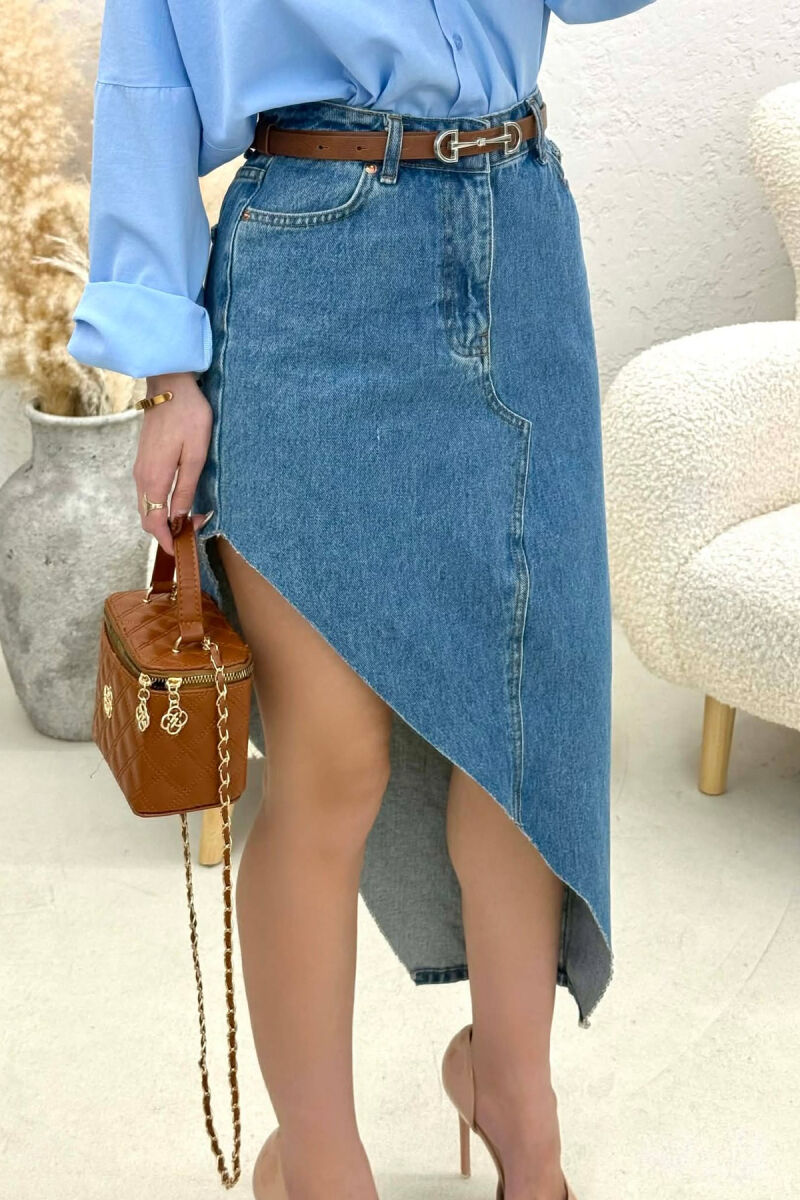 SIDE SPLIT SIMPLE WOMEN SKIRT BLUE/BLU - 5