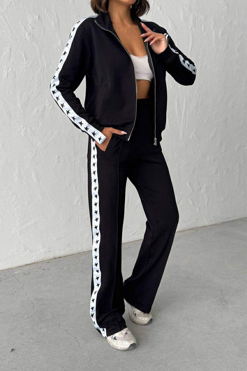 SIDE STARS ZIPPER JACKET + SWEATPANTS WOMAN SET BLACK/ E ZEZE - 3