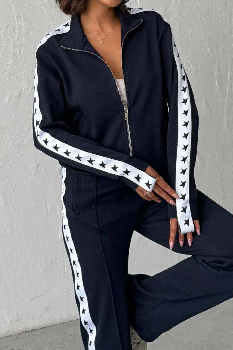 SIDE STARS ZIPPER JACKET + SWEATPANTS WOMAN SET BLUE/BLU - 2