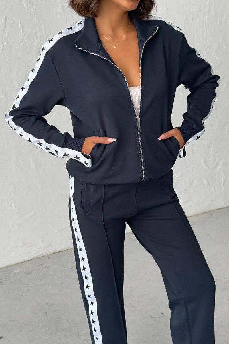 SIDE STARS ZIPPER JACKET + SWEATPANTS WOMAN SET BLUE/BLU - 3