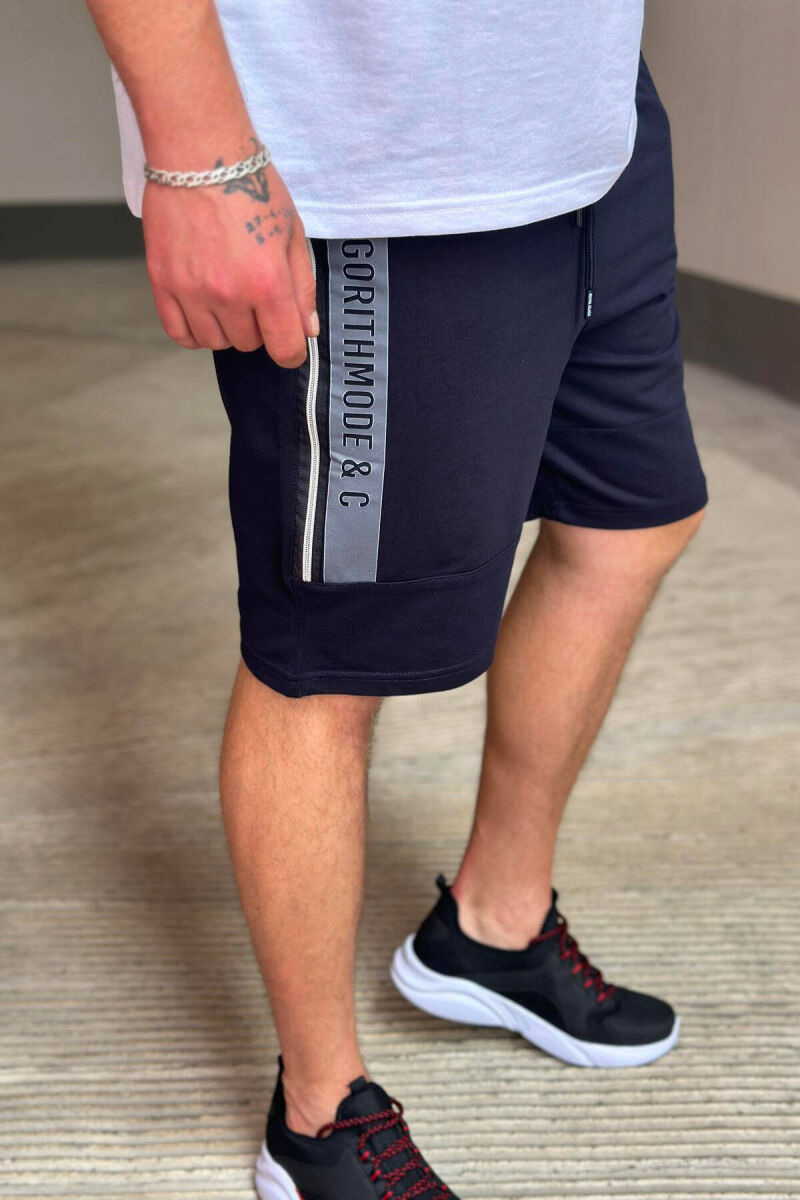 SIDE WRITTING MEN SHORTS DARK BLUE/BEE - 1