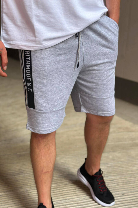 SIDE WRITTING MEN SHORTS LIGHT GREY/GZ 