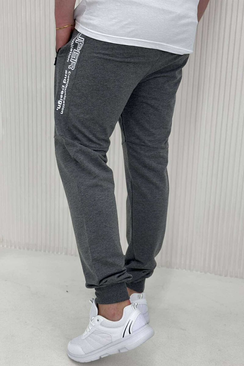 SIDE WRITTINGS SIMPLE MEN SWEATPANTS DARK GREY/GEE - 3