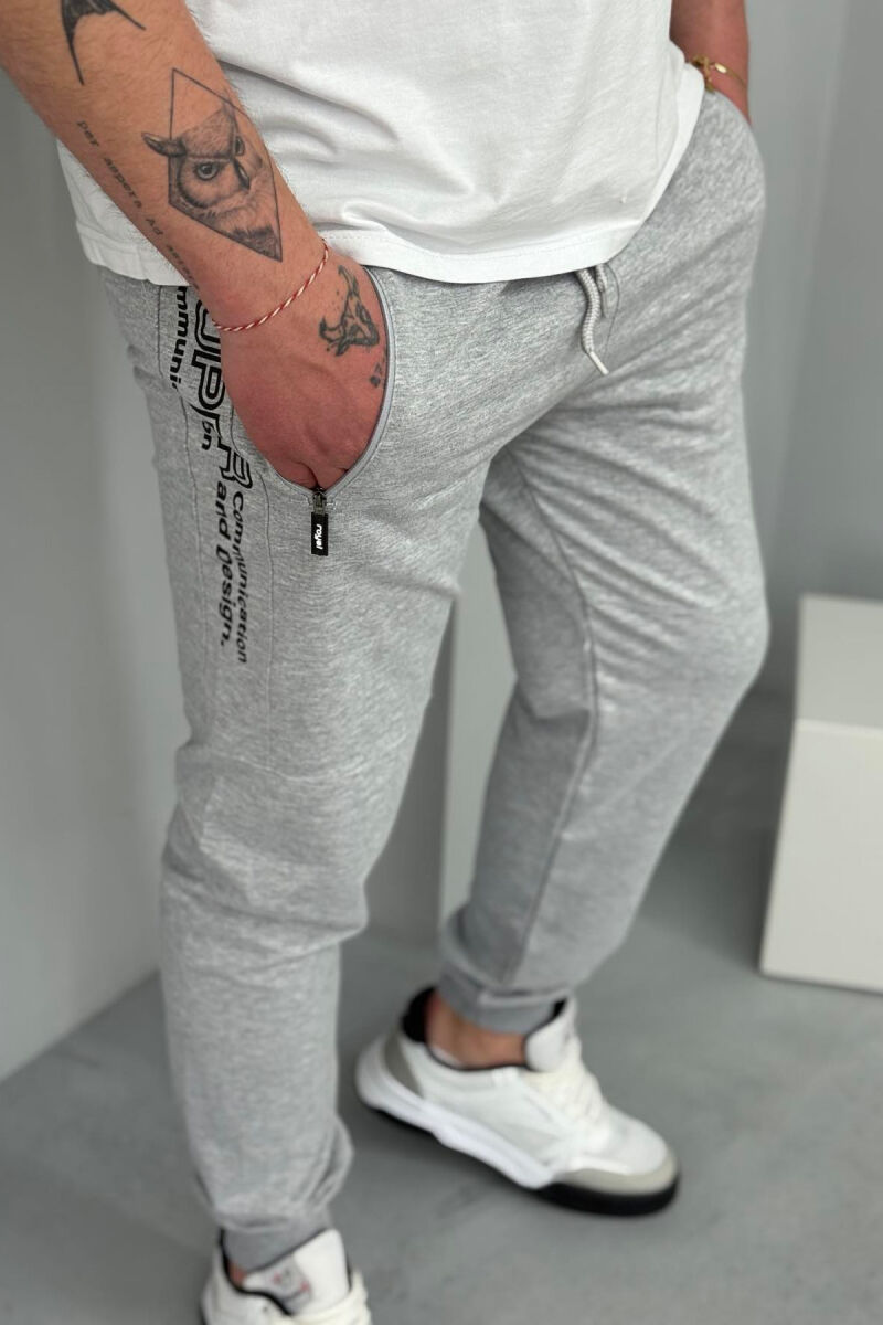 SIDE WRITTINGS SIMPLE MEN SWEATPANTS LIGHT GREY/GZ - 4