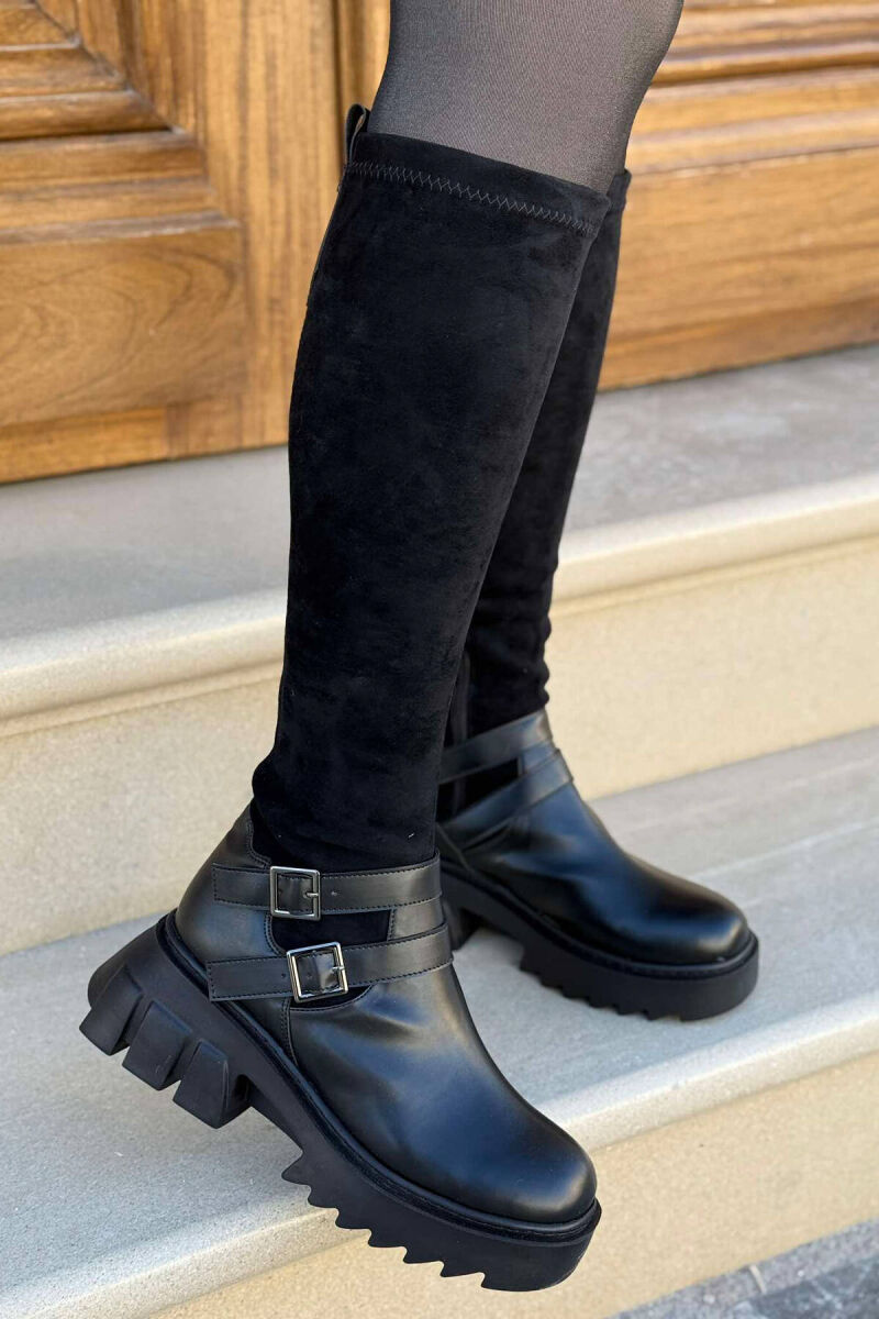 SIDE ZIPPER WOMEN KNEE HIGH BOOTS BLACK/ E ZEZE - 1