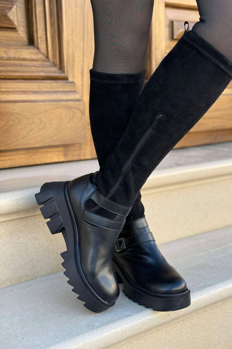 SIDE ZIPPER WOMEN KNEE HIGH BOOTS BLACK/ E ZEZE - 4