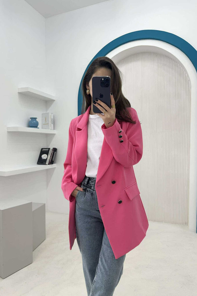 SILVER+BLACK BUTTONS ONE COLOR WOMAN JACKET PINK/ROZE - 2