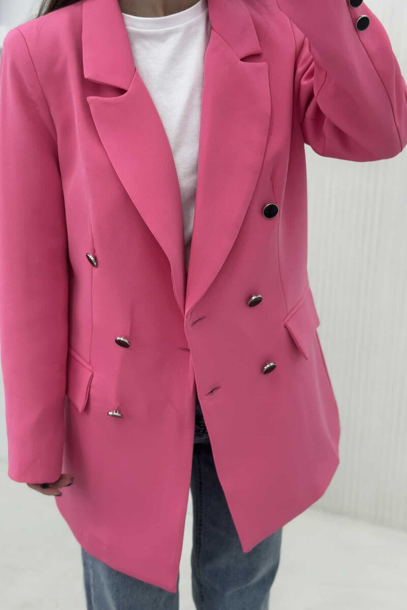 SILVER+BLACK BUTTONS ONE COLOR WOMAN JACKET PINK/ROZE - 5