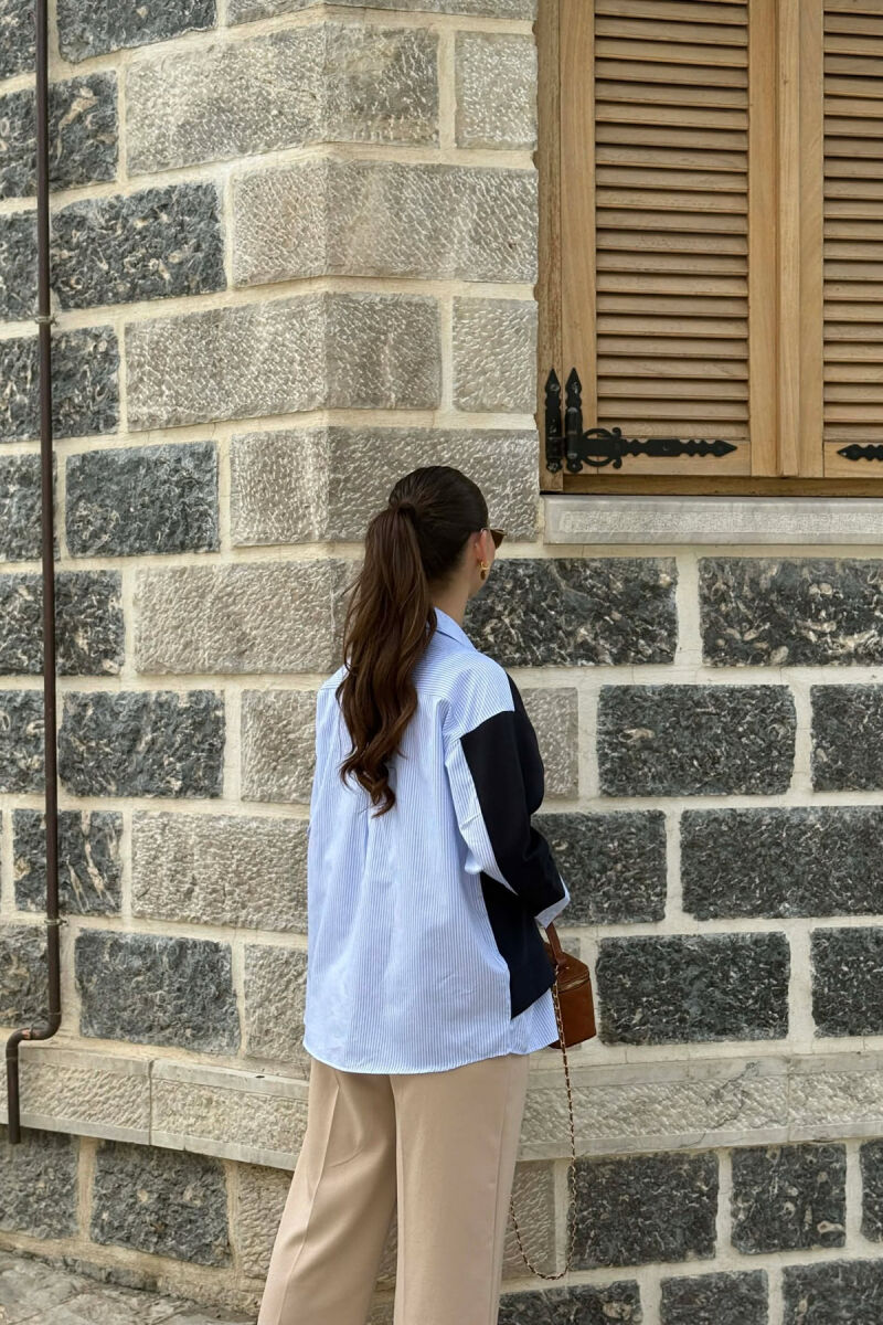 SILVER BUTTONS WOMAN SHIRT DARK BLUE/BEE - 5