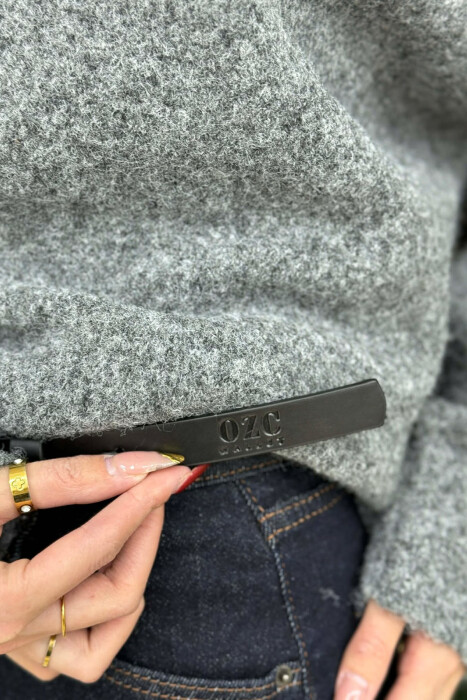 SIMETRIC LETTER D BUCKLE DESIGN WOMEN BELT BLACK+SILVER/ZEZE+ARGJEND - 3