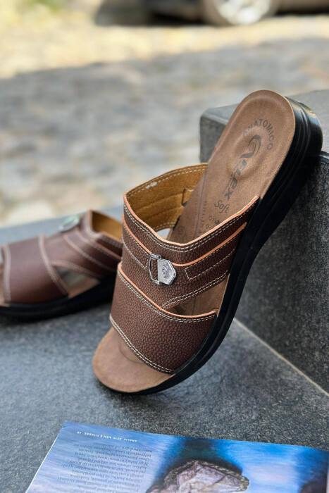 SIMPE MEN SLIPPERS BROWN/KAFE - KLAUDIO FASHION