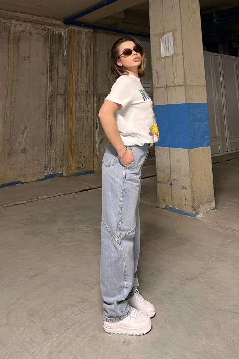 SIMPLE BAGGY WOMEN JEANS BABY BLUE/BLU BY - 3