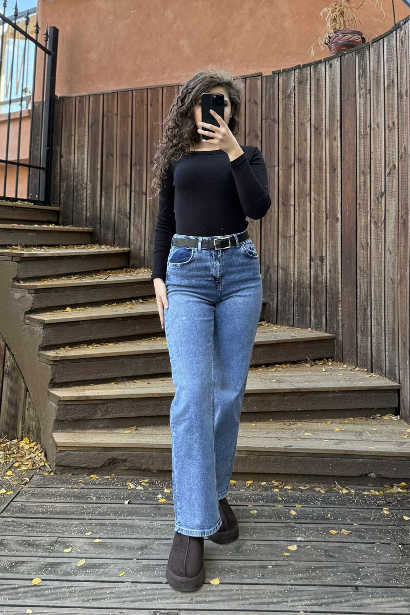 SIMPLE BELTED WOMEN JEANS LIGHTBLUE/BZ - 3