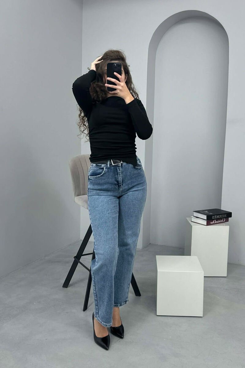 SIMPLE BELTED WOMEN JEANS LIGHTBLUE/BZ - 4