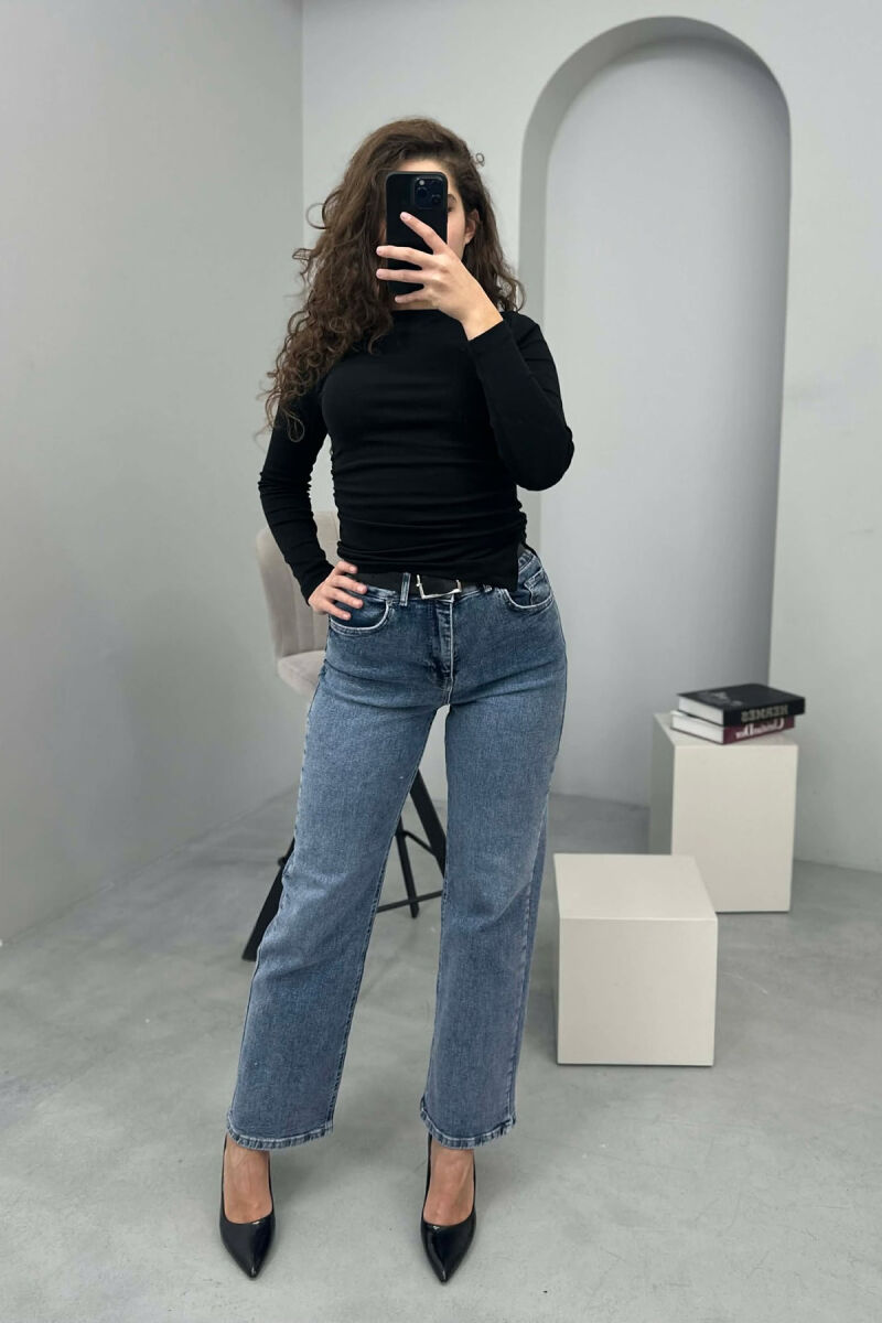 SIMPLE BELTED WOMEN JEANS LIGHTBLUE/BZ - 2