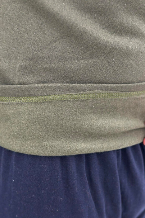 SIMPLE BUTTONED NECK SWEATSHIRT+SWEATPANTS MEN PYJAMAS GREEN/JESHILE - 3