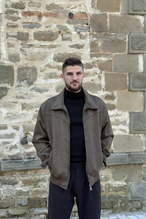 SIMPLE CHAMOIS ZIP-UP MEN JACKET GREEN/JESHILE - 2