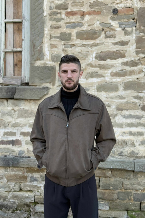 SIMPLE CHAMOIS ZIP-UP MEN JACKET GREEN/JESHILE - 4