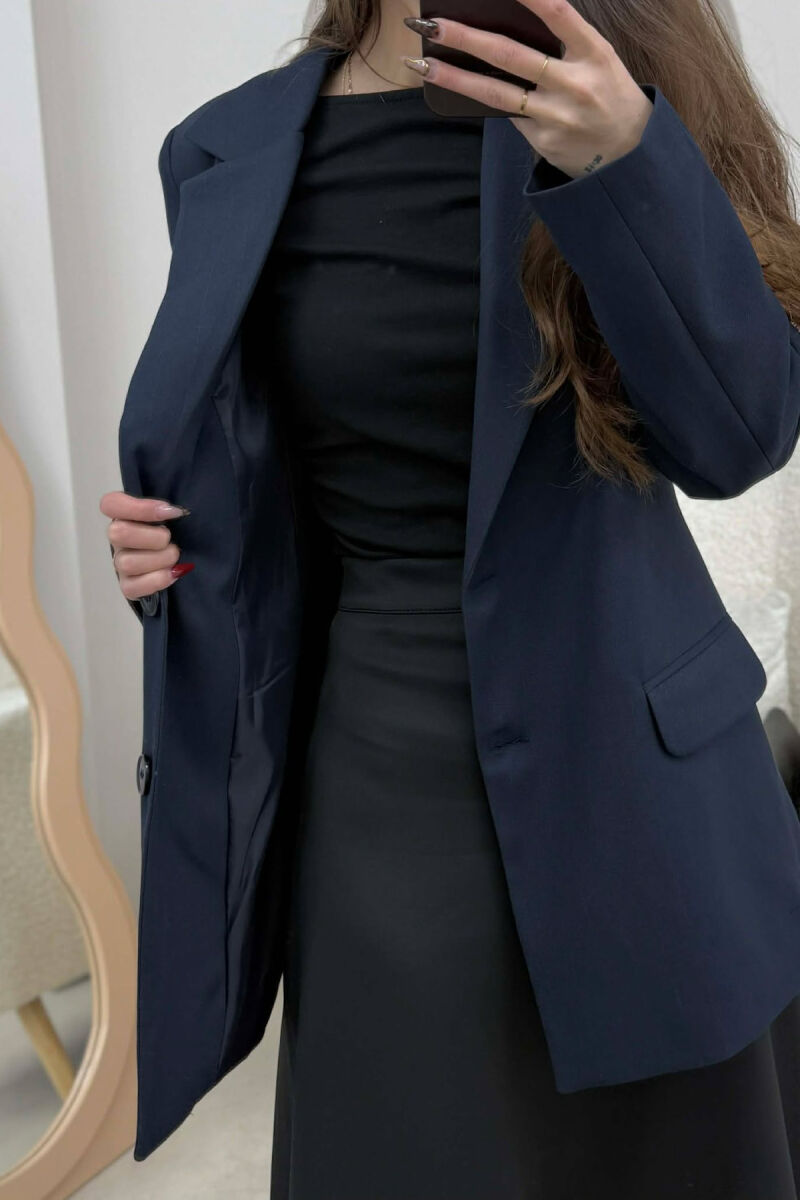 SIMPLE CLASSIC WOMEN JACKET DARK BLUE/BEE - 5