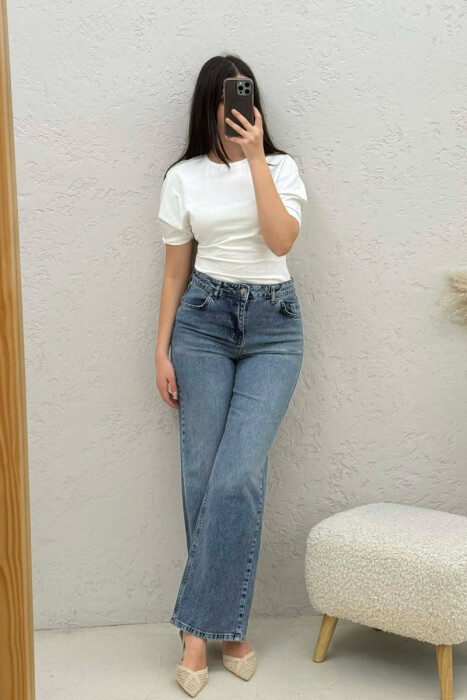 SIMPLE COLOR WOMEN JEANS DARK BLUE/BEE - 