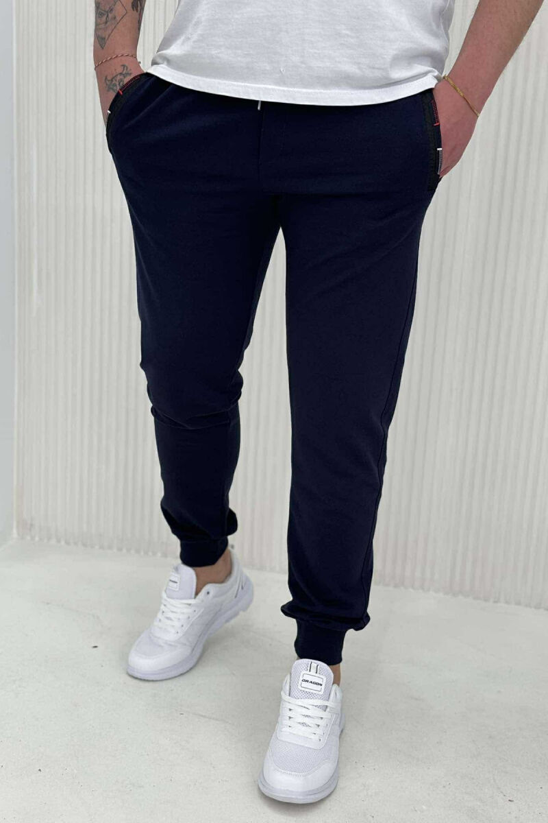 SIMPLE COTTON MEN SWEATPANTS BLUE/BLU - 1
