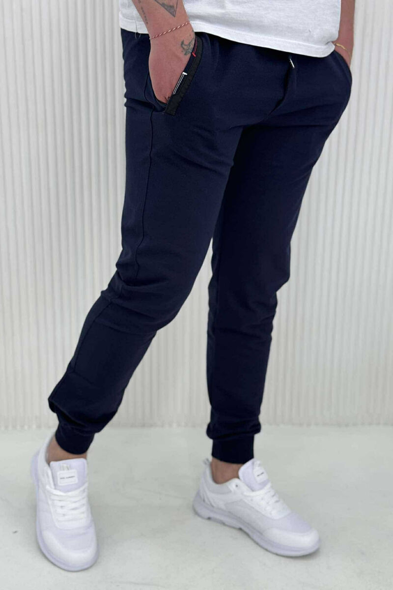 SIMPLE COTTON MEN SWEATPANTS BLUE/BLU - 3