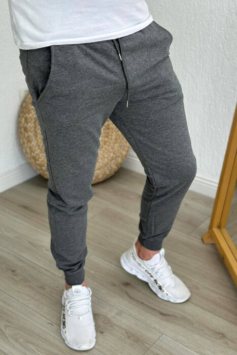 SIMPLE COTTON MEN SWEATPANTS DARK GREY/GEE - 1