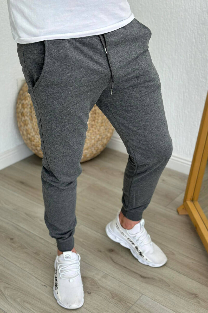 SIMPLE COTTON MEN SWEATPANTS DARK GREY/GEE - 1