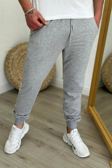 SIMPLE COTTON MEN SWEATPANTS LIGHT GREY/GZ - 1