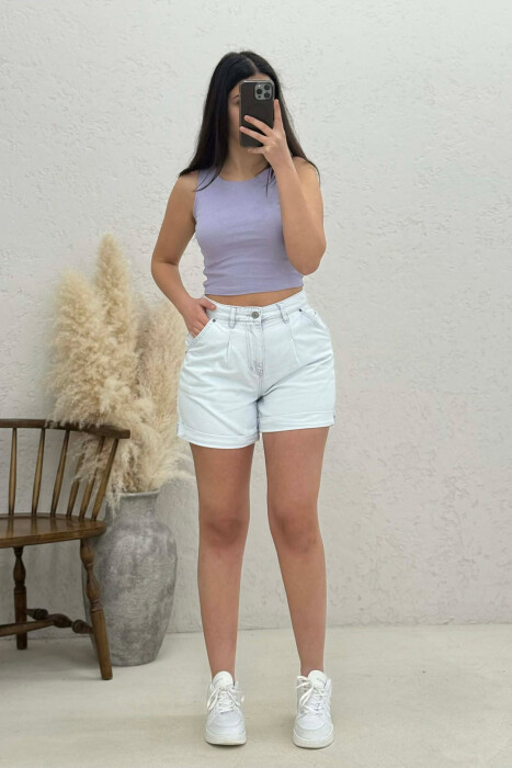SIMPLE DENIM WOMAN SHORTS LIGHT PURPLE/LEZB - 1
