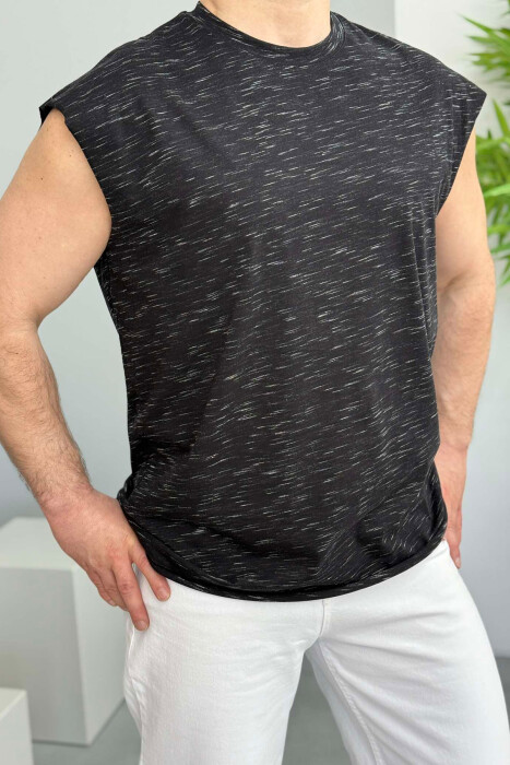 SIMPLE DESIGN MEN TANK TOP BLACK/ E ZEZE - 1