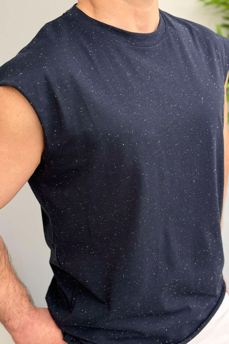 SIMPLE DESIGN MEN TANK TOP DARK BLUE/BEE - 2