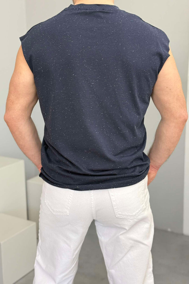 SIMPLE DESIGN MEN TANK TOP DARK BLUE/BEE - 3