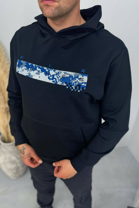 SIMPLE DESIGN ONE COLOR MEN HOODIE BLACK/ E ZEZE - 4