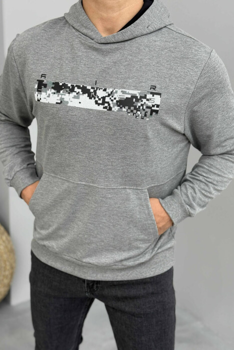 HOODIE NJË NGJYRËSHE ME DIZAJN TË THJESHTË PËR MESHKUJ NË NGJYRËN GRI - KLAUDIO FASHION