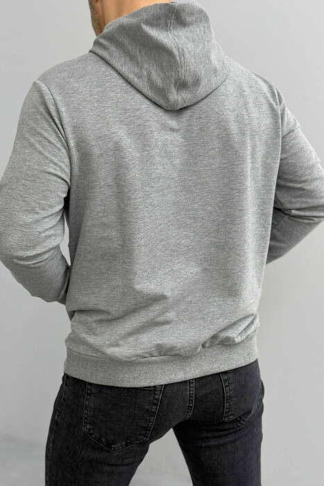 SIMPLE DESIGN ONE COLOR MEN HOODIE GREY/GRI - 3