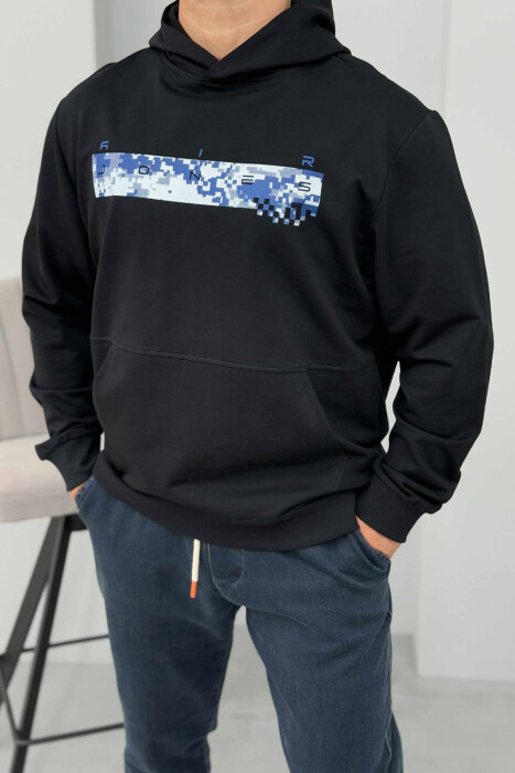 SIMPLE DESIGN ONE COLOR MEN HOODIE MIDNIGHT BLUE/BLU MESNATE 