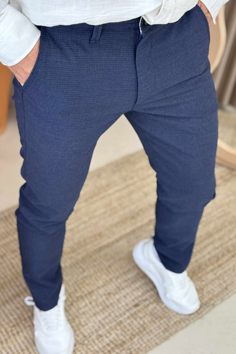 SIMPLE DESIGN ONE COLOR MEN PANTS BLUE/BLU - 4