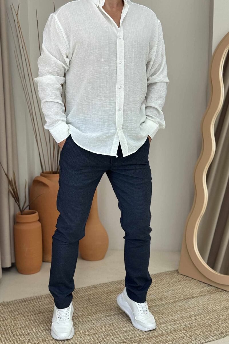 SIMPLE DESIGN ONE COLOR MEN PANTS DARK BLUE/BEE - 1