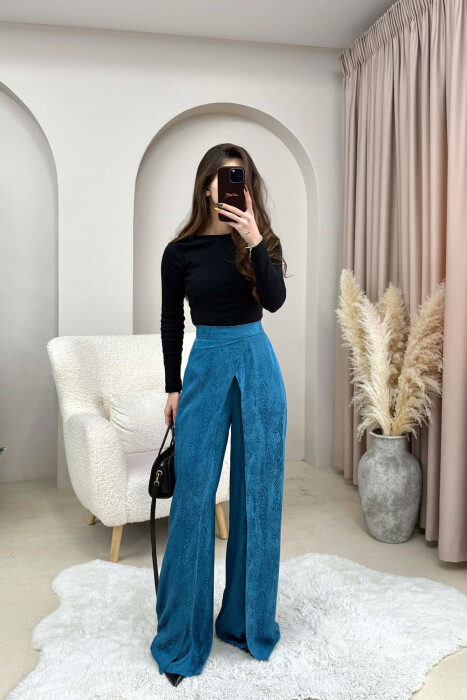 SIMPLE DESIGNED WOMEN TROUSERS BLUE STONE/GK - 1