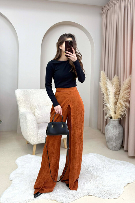 SIMPLE DESIGNED WOMEN TROUSERS BRICK/TULLE - 3