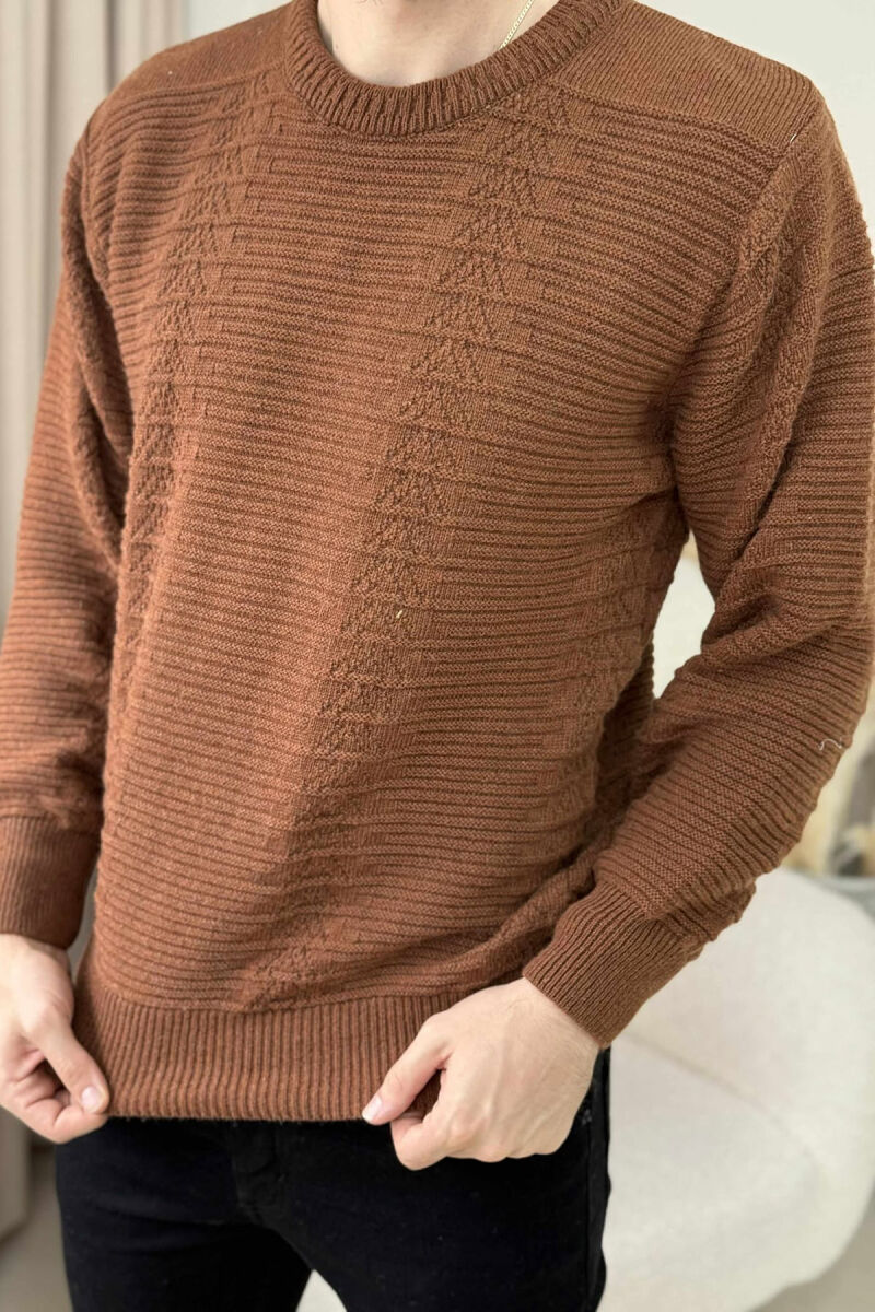SIMPLE DESING KNITTED MEN SWEATER BROWN/KAFE - 2